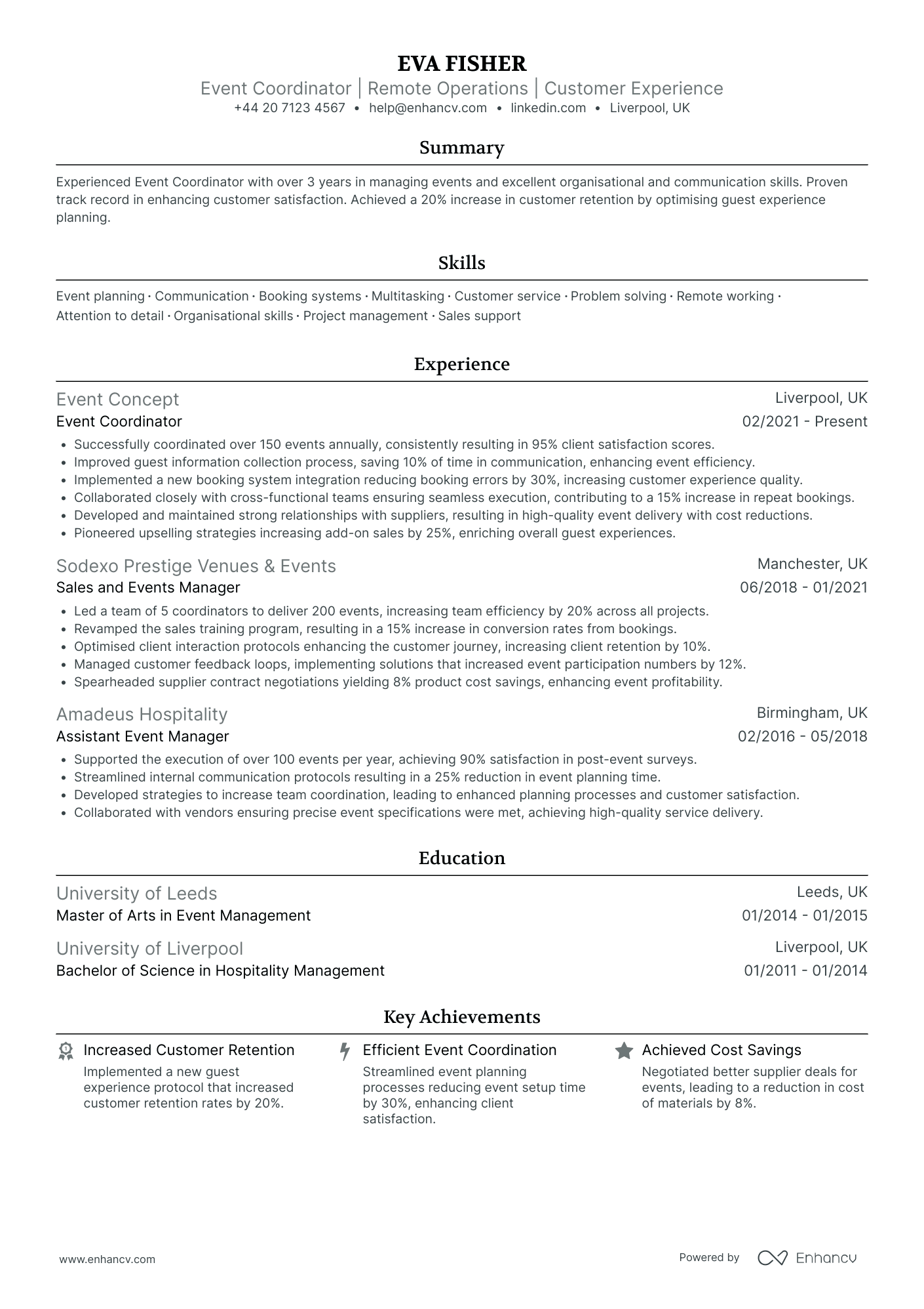 Event Coordinator CV Examples & Guide for 2026