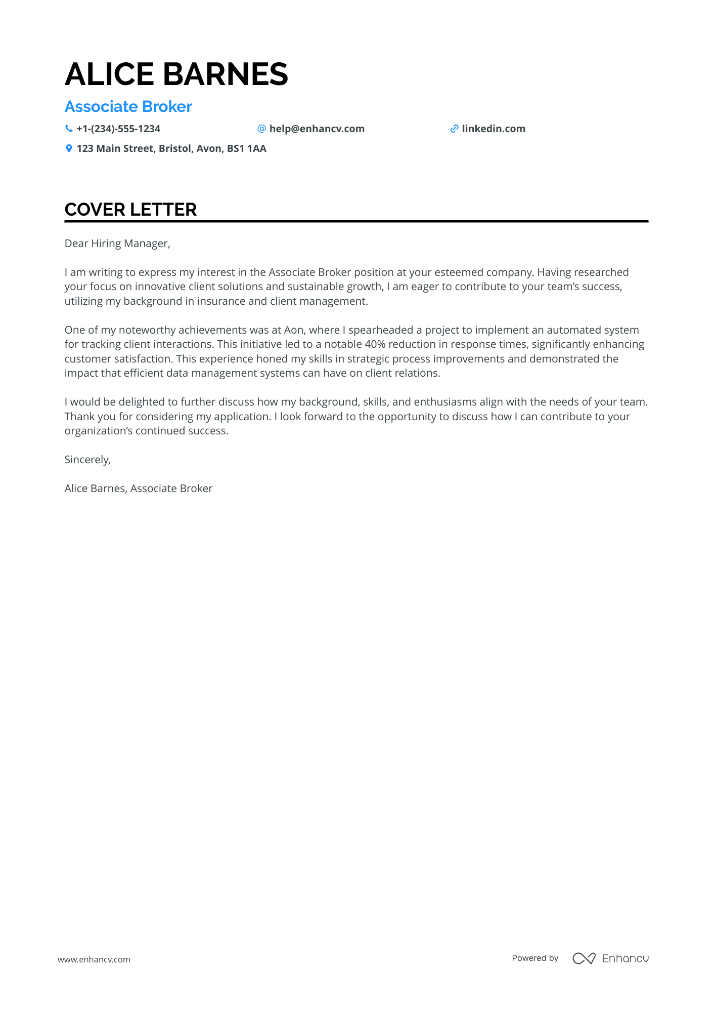 Insurance Broker Cover Letter Examples & Guide for 2025
