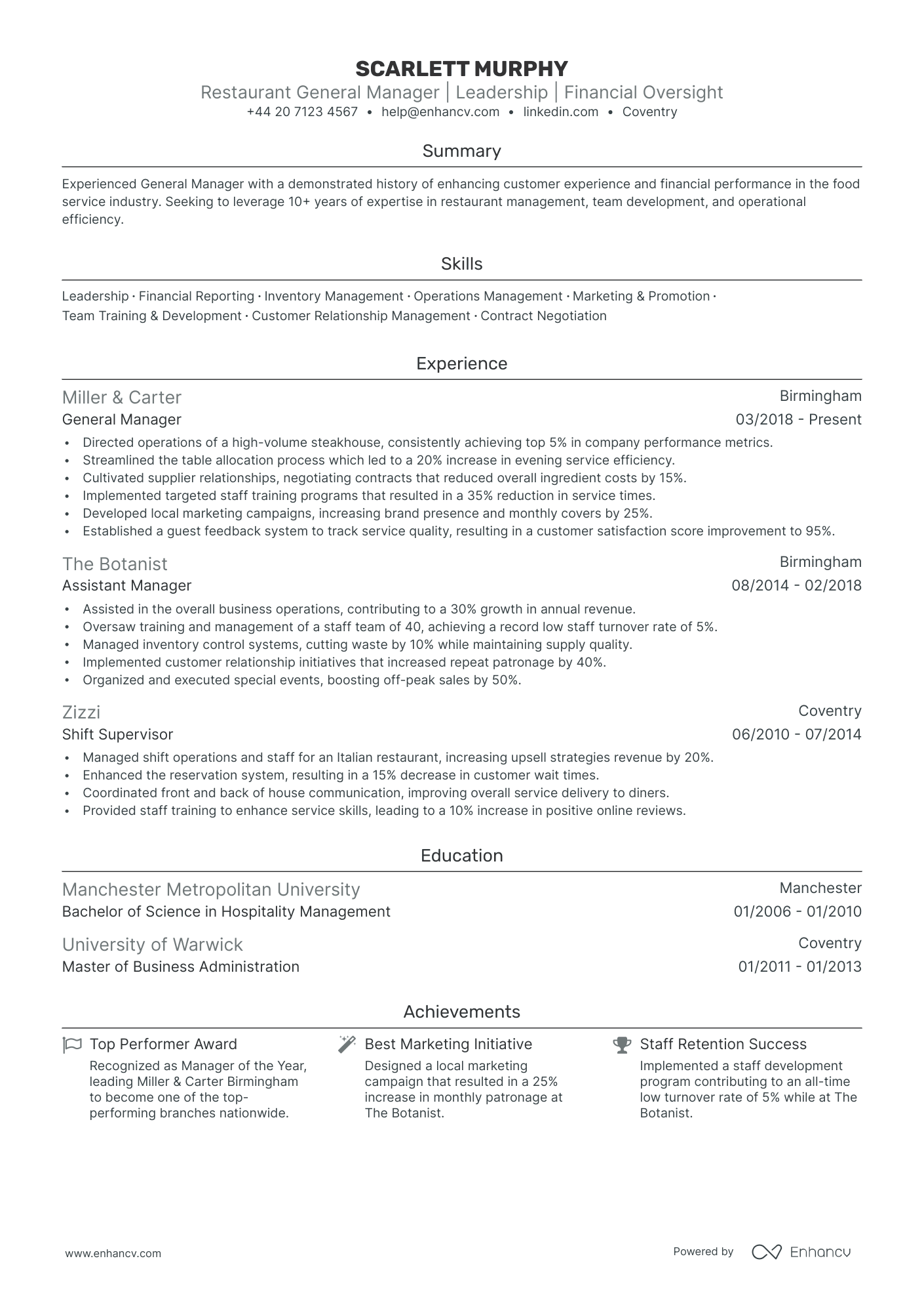 Manager CV Examples & Guide for 2025