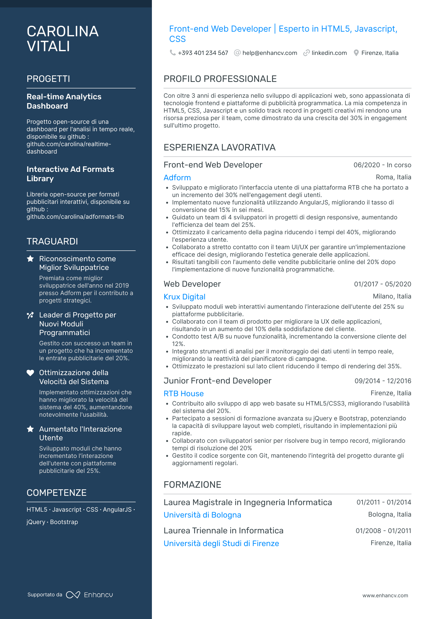 Layout Cv Web Developer CV Web Developer: Esempi e Template 2026