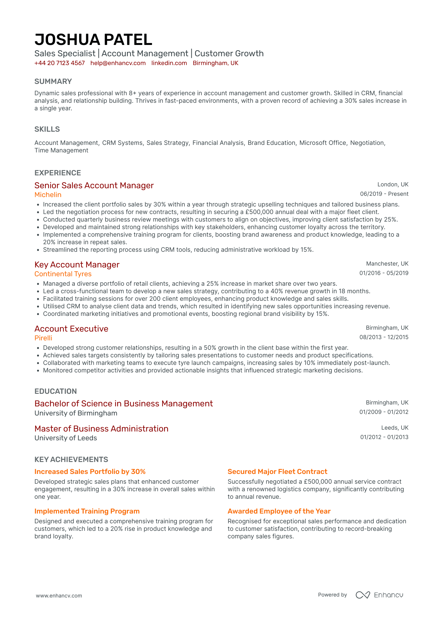 Sales Representative CV Examples & Guide for 2026