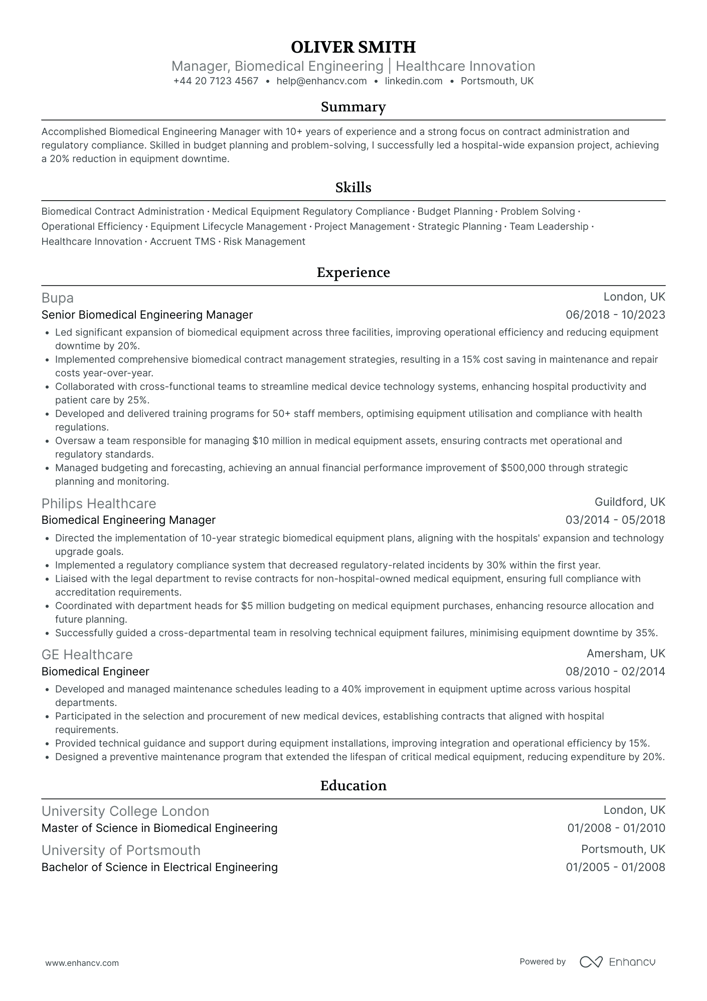 Biomedical Engineer CV Examples & Guide for 2026