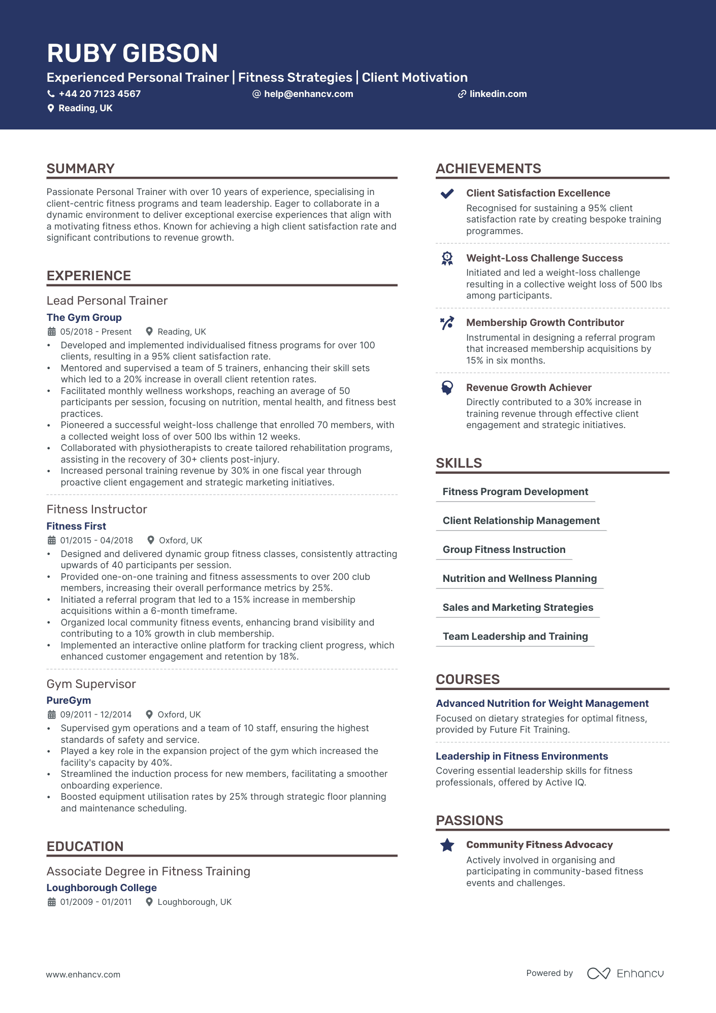 Personal Trainer CV Examples & Guide for 2025