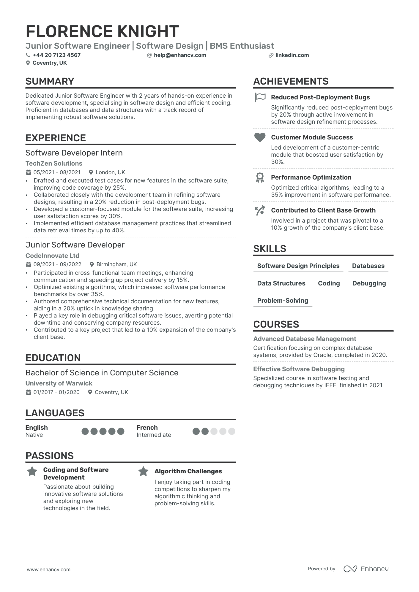 Junior Software Engineer CV Examples & Guide for 2024