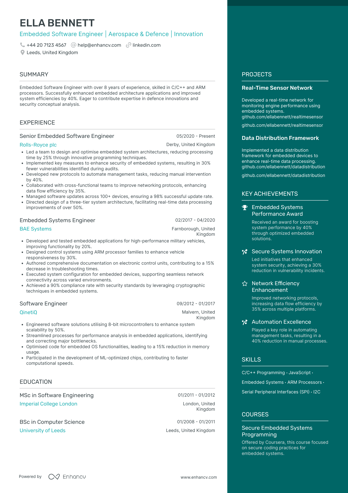 Embedded Software Engineer CV Examples & Guide for 2026