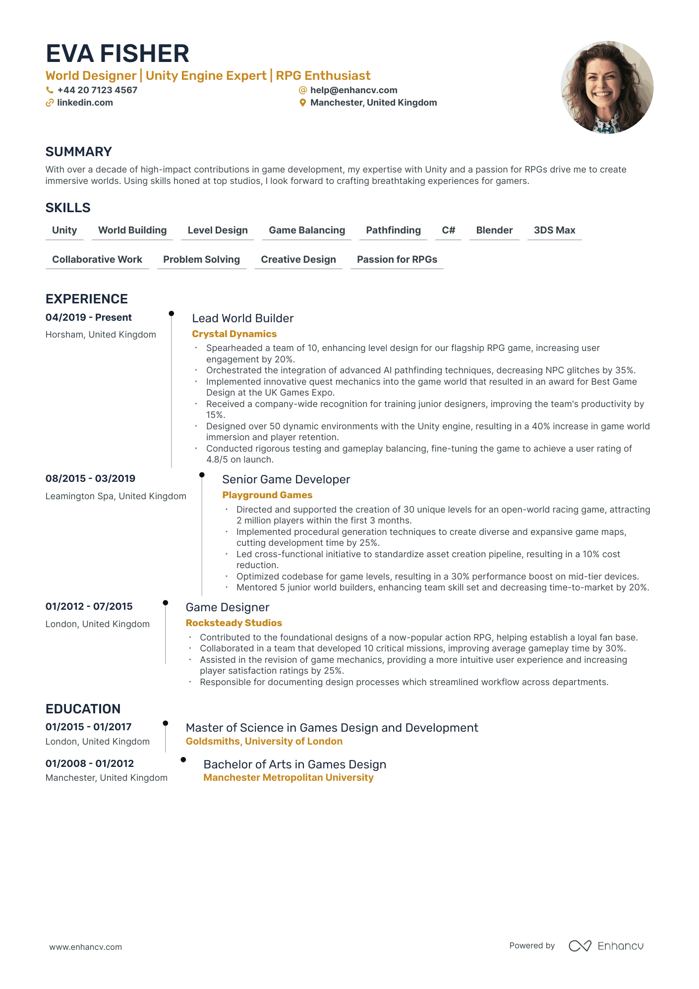 Game Developer CV Examples & Guide for 2025