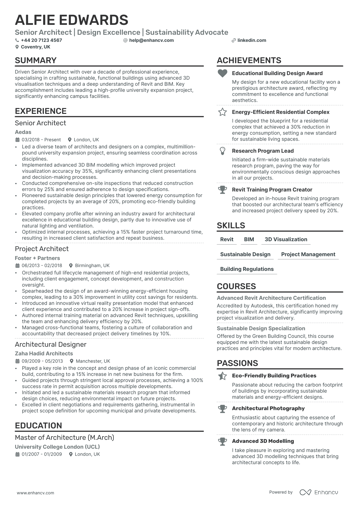 Architect CV Examples & Guide for 2024