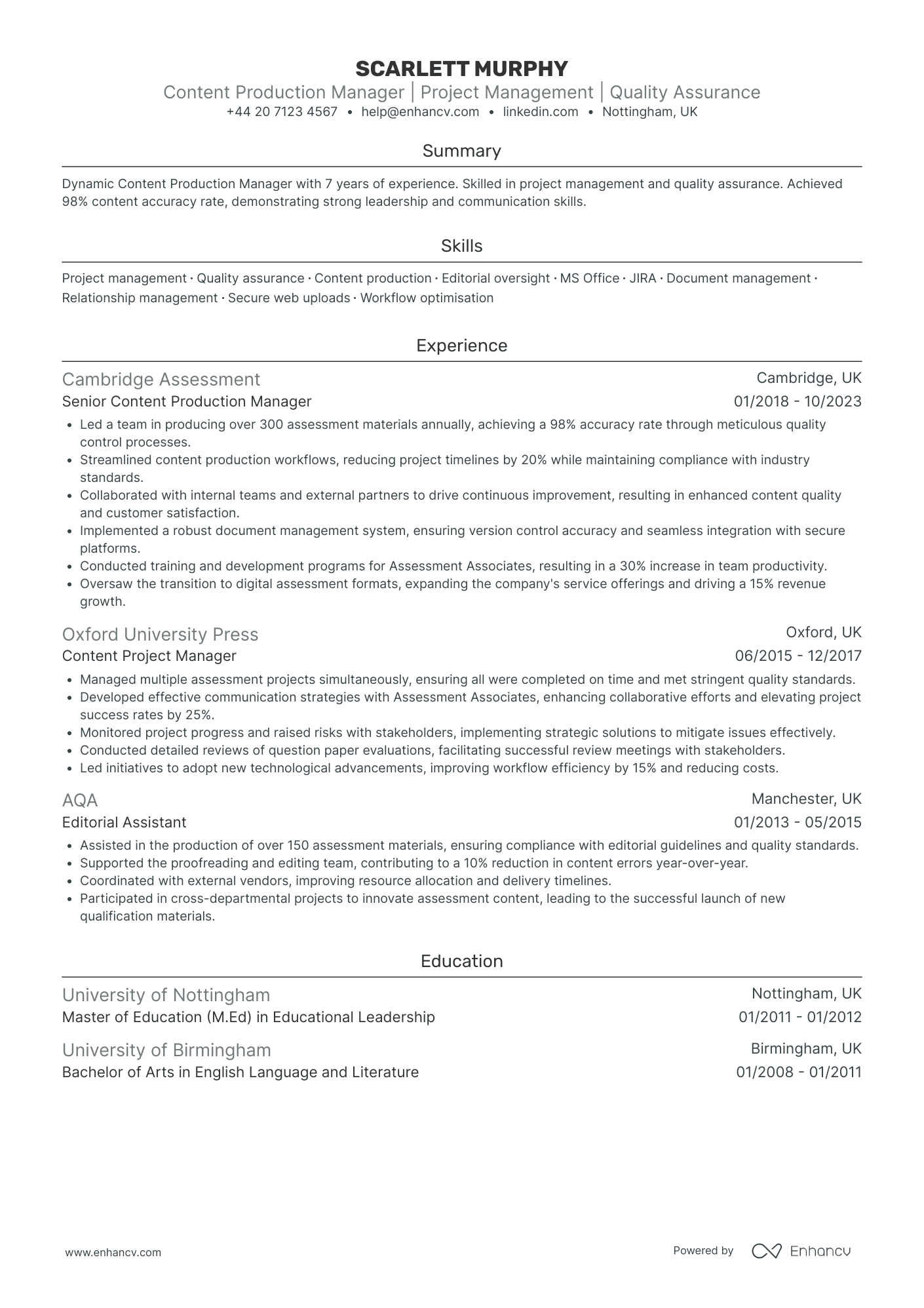 Content Manager CV Examples & Guide for 2026