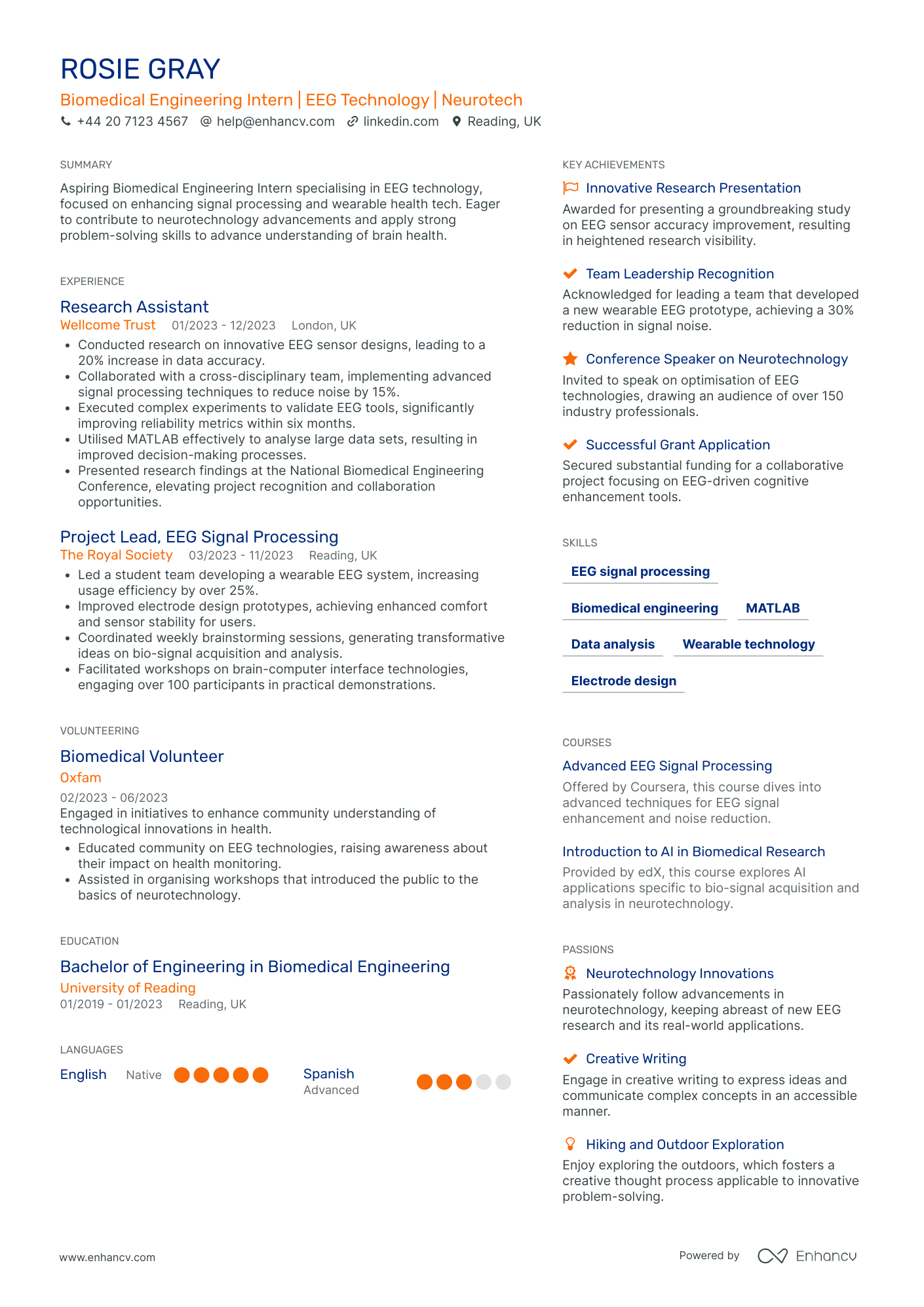 Biomedical Engineer CV Examples & Guide for 2026