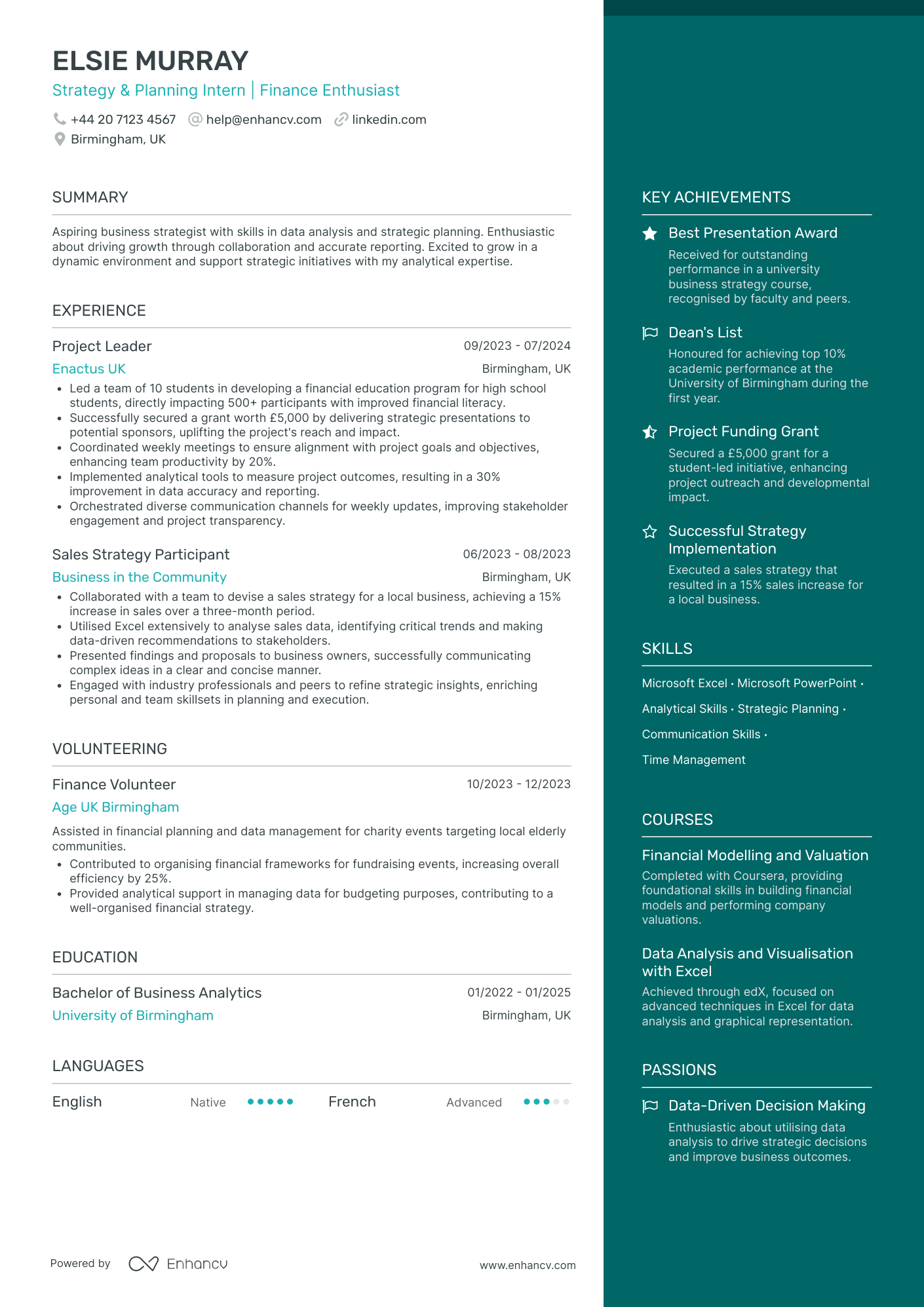Finance Intern CV Examples & Guide for 2026