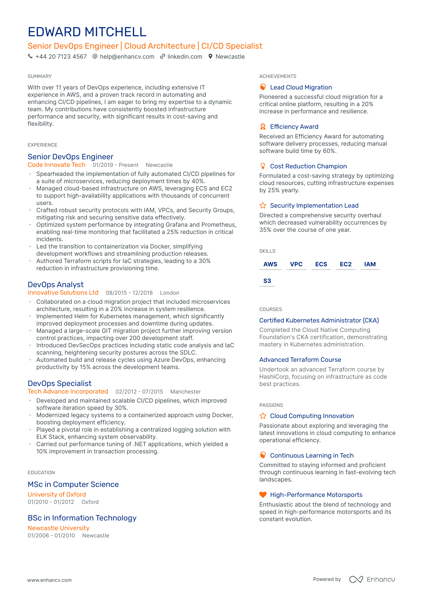 Devops CV Examples & Guide for 2025