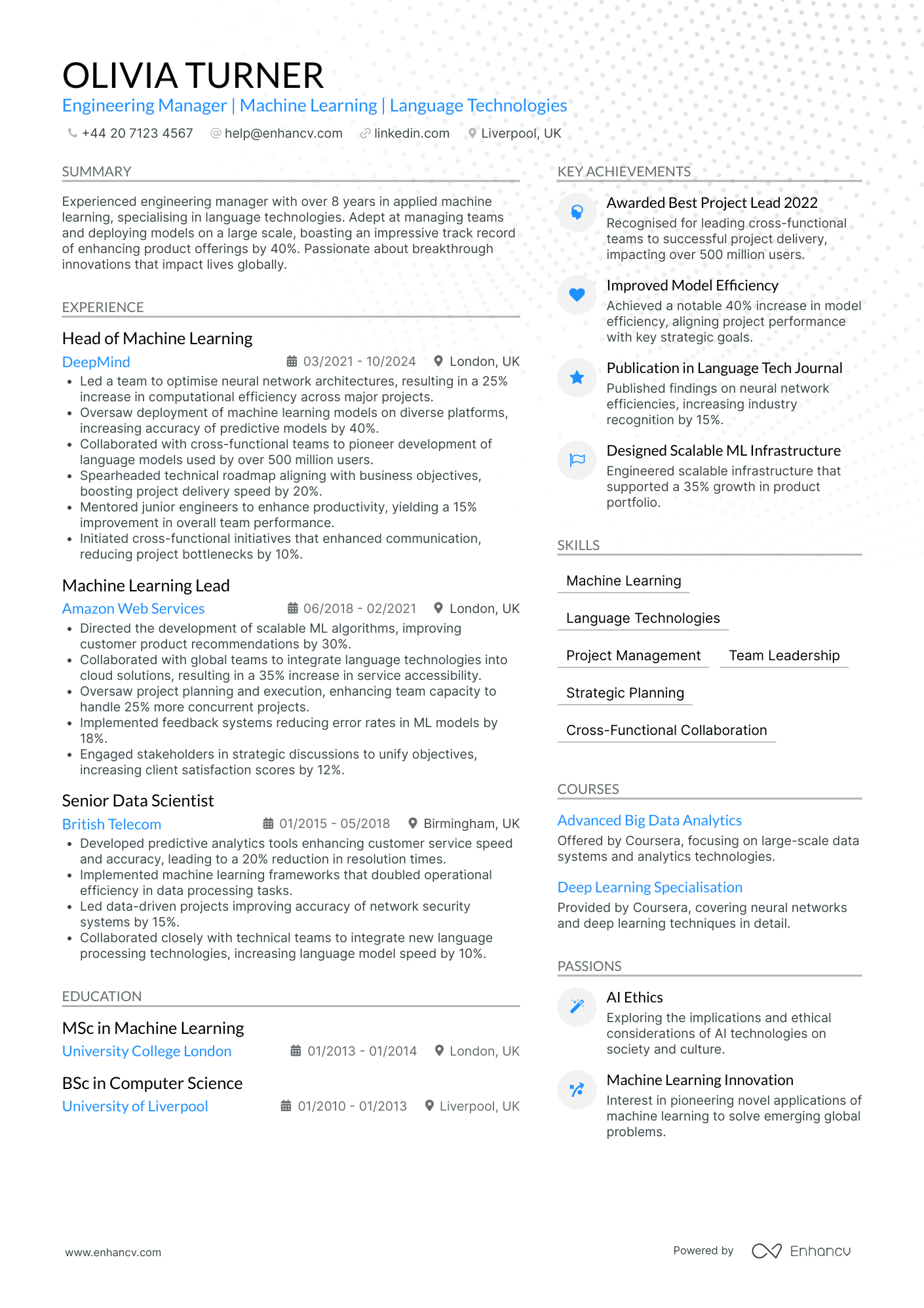 Machine Learning CV Examples & Guide for 2025