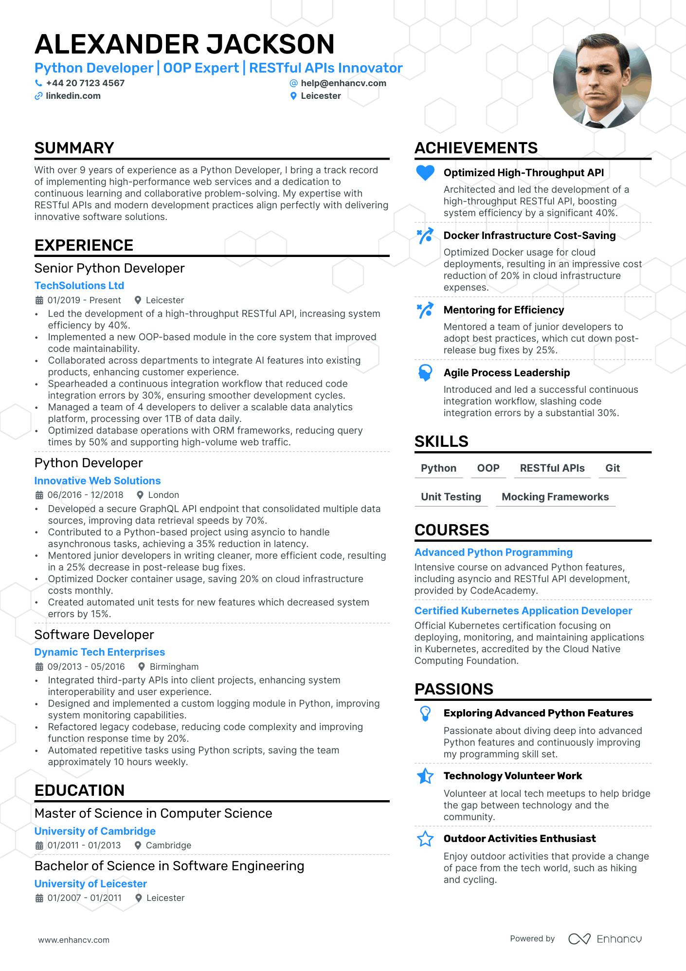 Python Developer CV Examples & Guide for 2024