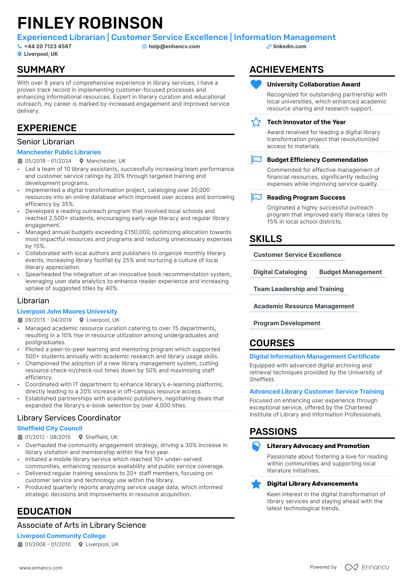 Librarian CV Examples & Guide for 2024