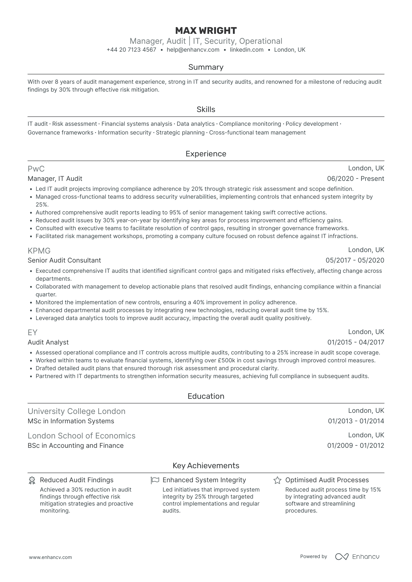 Audit Manager CV Examples & Guide for 2026