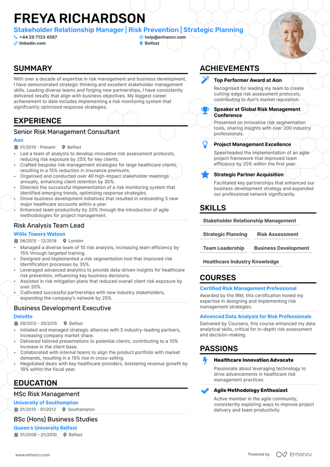 Training Manager CV example