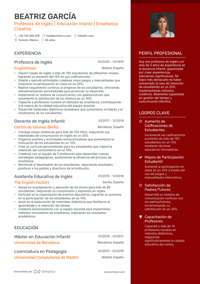 ejemplo de CV de Maestro Sustituto