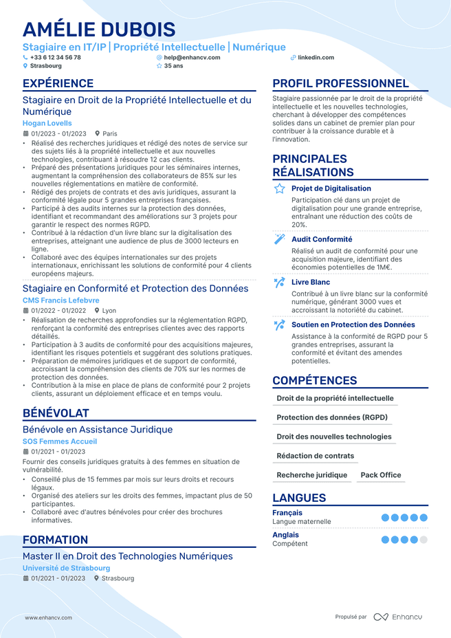 exemple de CV pour Stagiaire Informatique