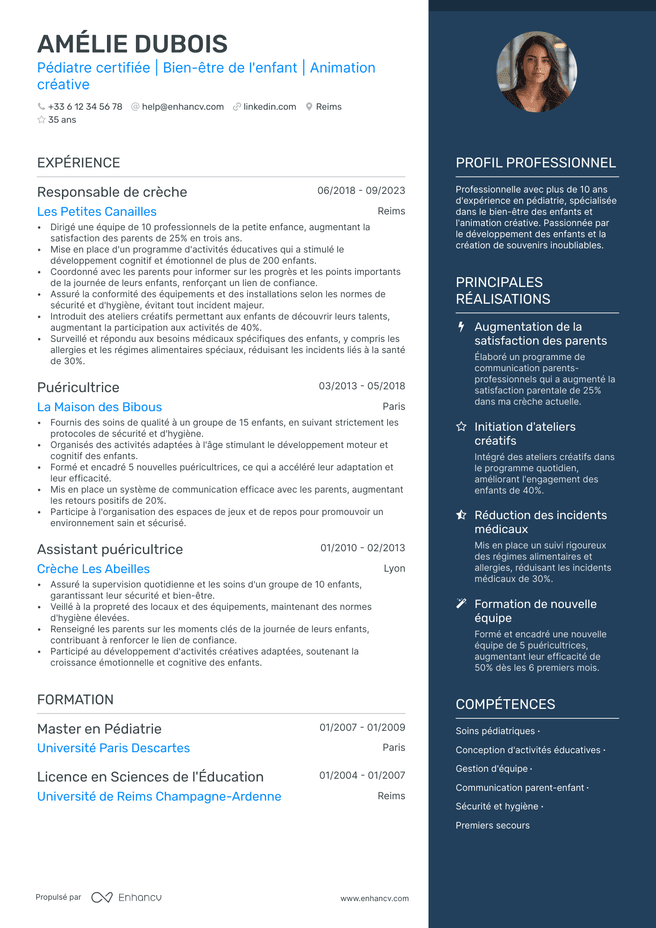 exemple de CV pour Infirmiere