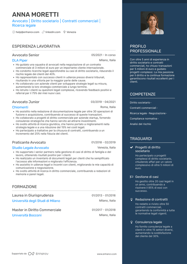 esempio di CV da Avvocato