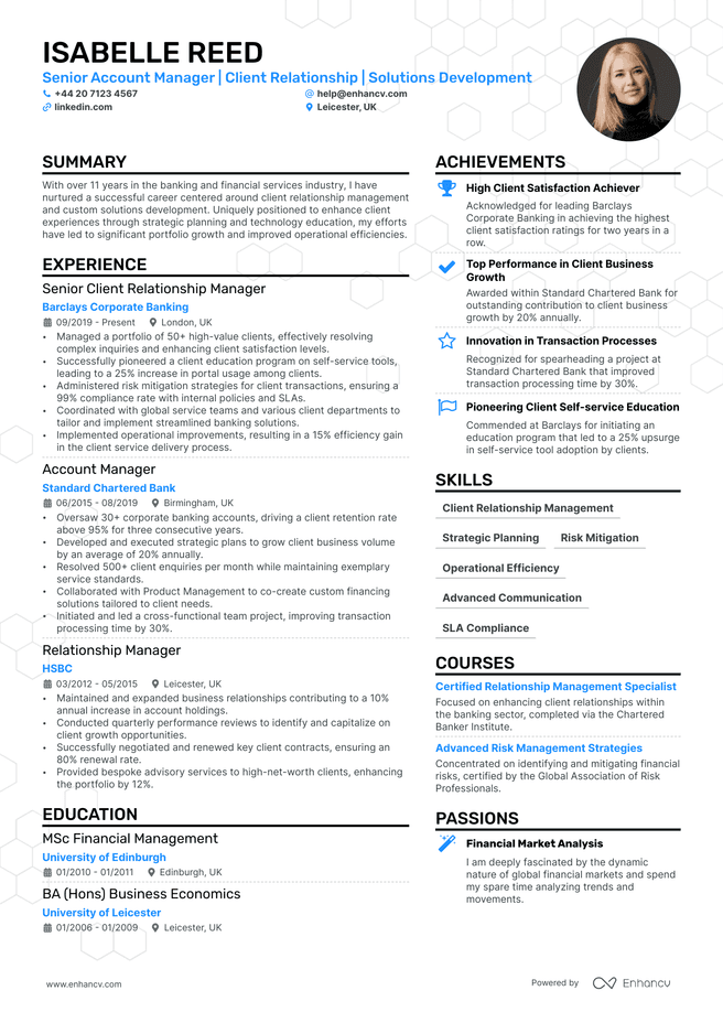 Senior Account Manager CV example