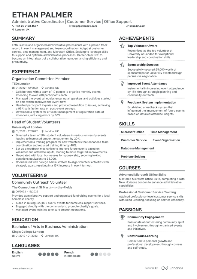 College CV example
