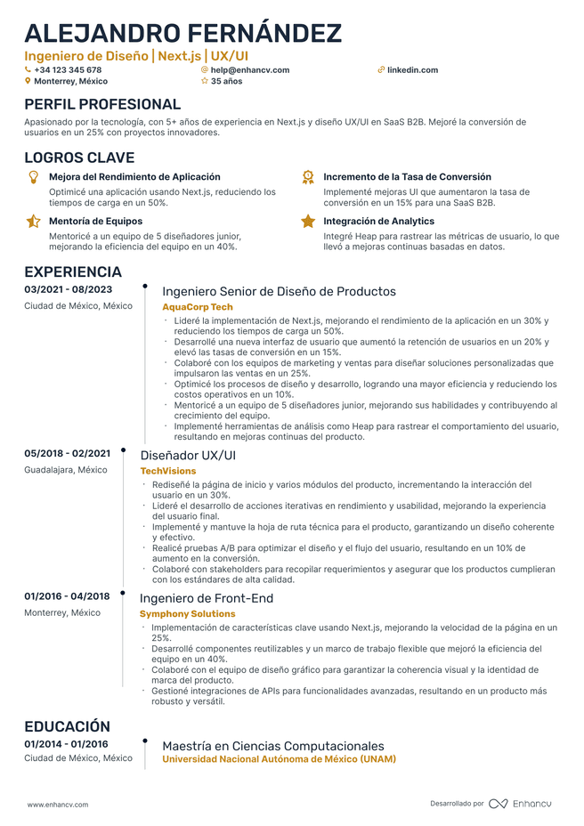 ejemplo de CV de Ingeniero de Informatica