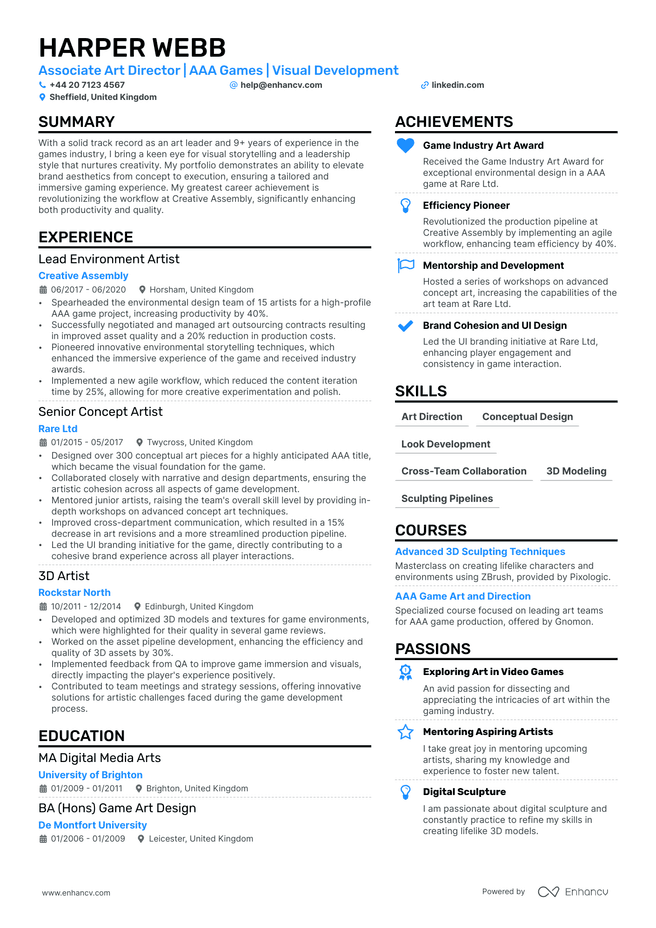 Art Director CV example