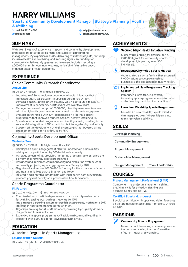 Sports CV example