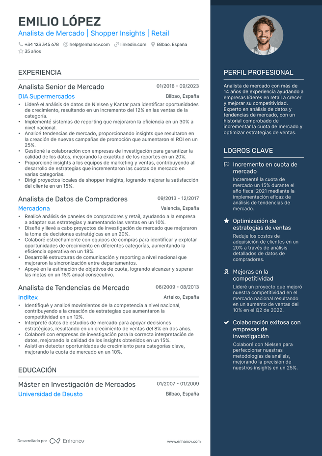ejemplo de CV de Gerente de Marketing