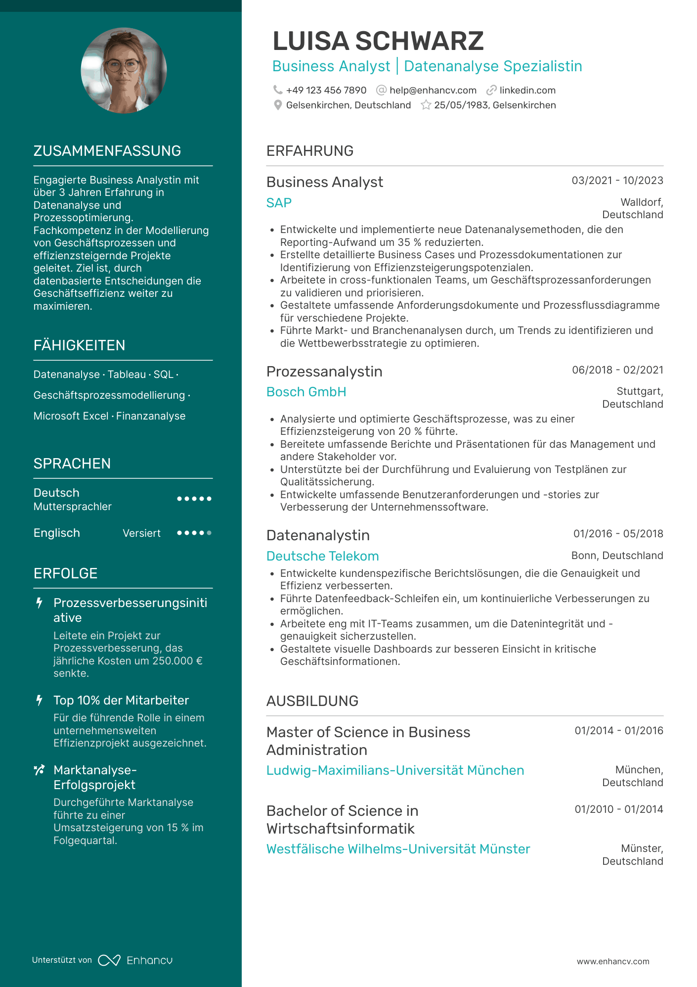 Lebenslauf Vorlage