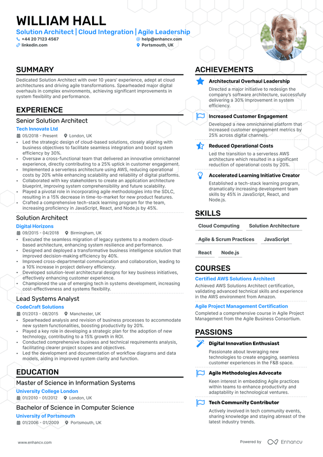 Solutions Architect CV example