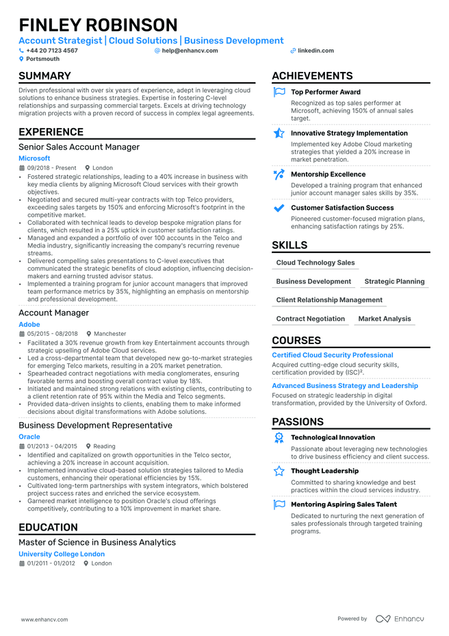 Account Executive CV example