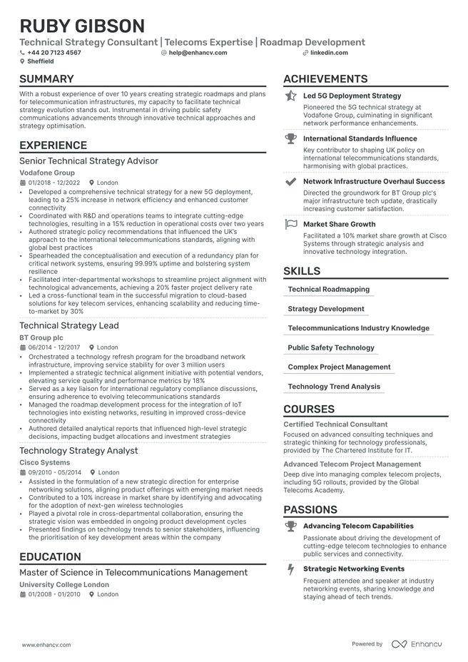 Strategy Consultant CV example