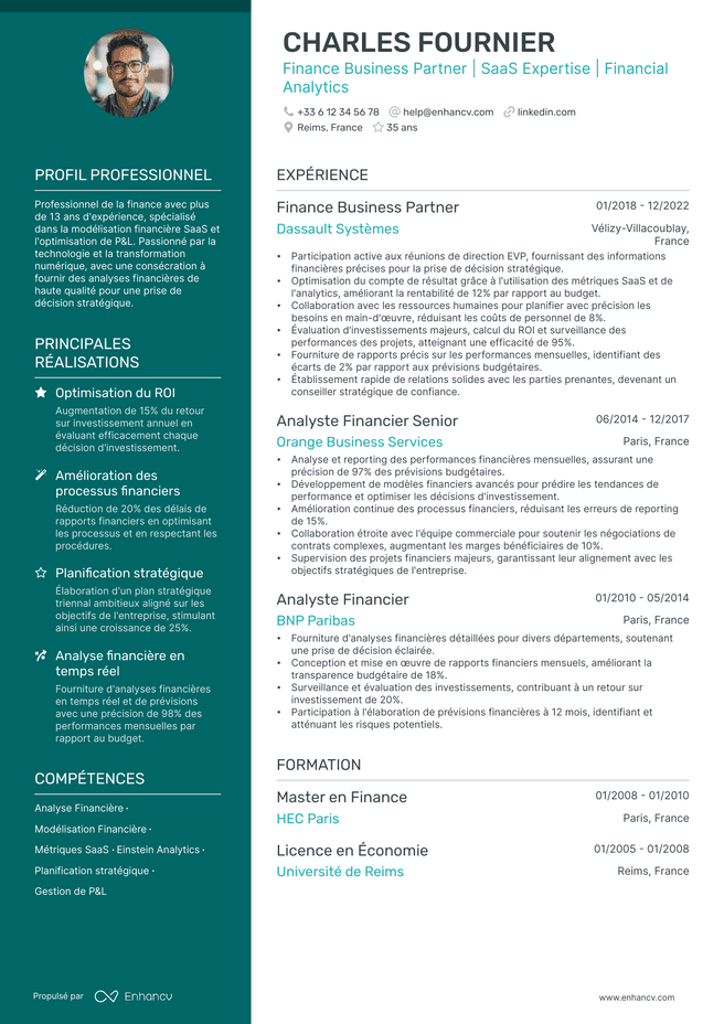 exemple de CV pour Cv de Finance