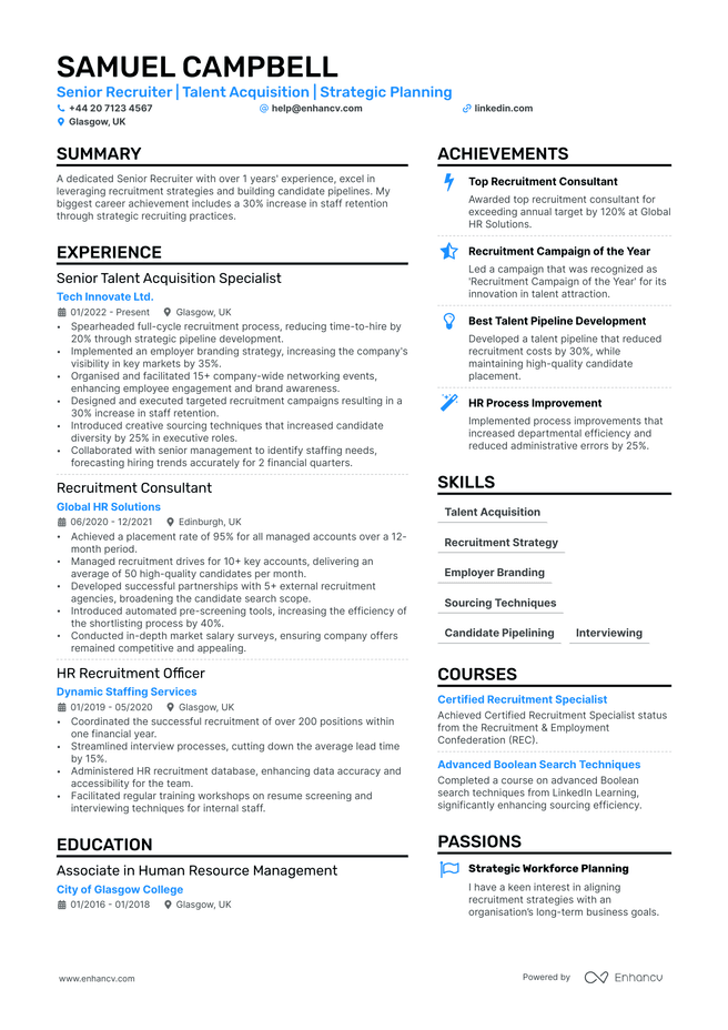 Recruiter CV example