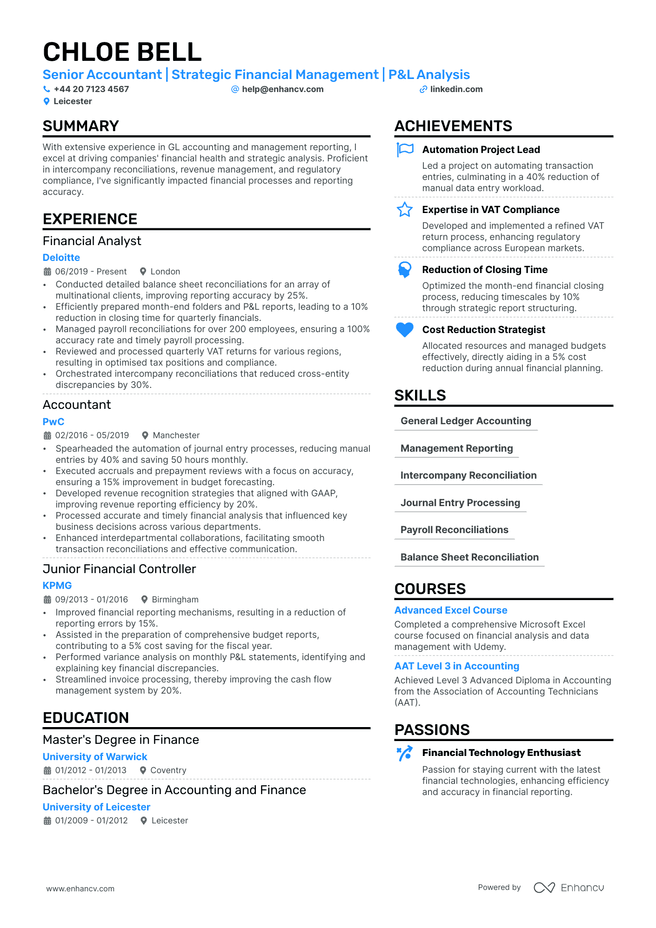 Accounting CV example
