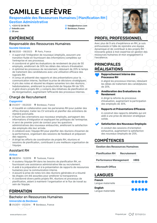 exemple de CV pour Assistant RH