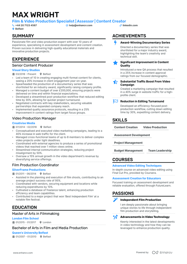 Film CV example