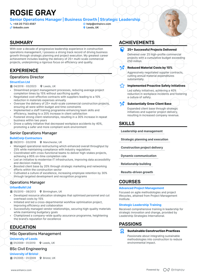 Director Of Operations CV example