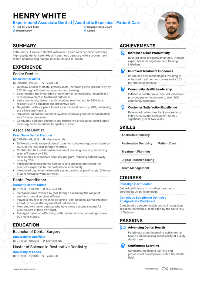 Dentist CV example