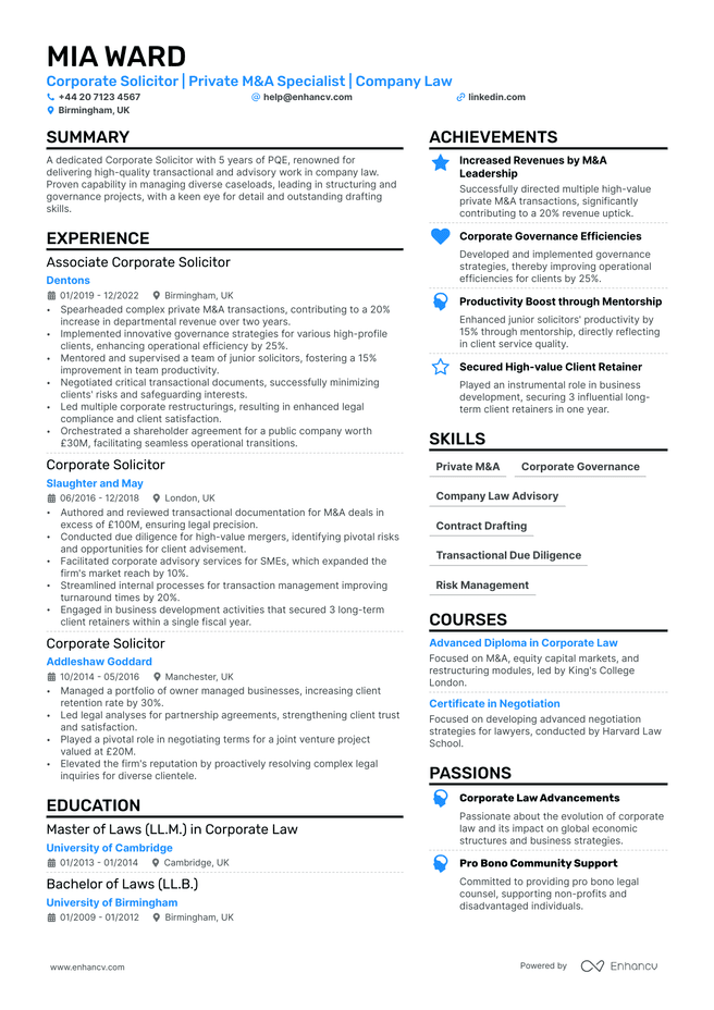 Solicitor CV example
