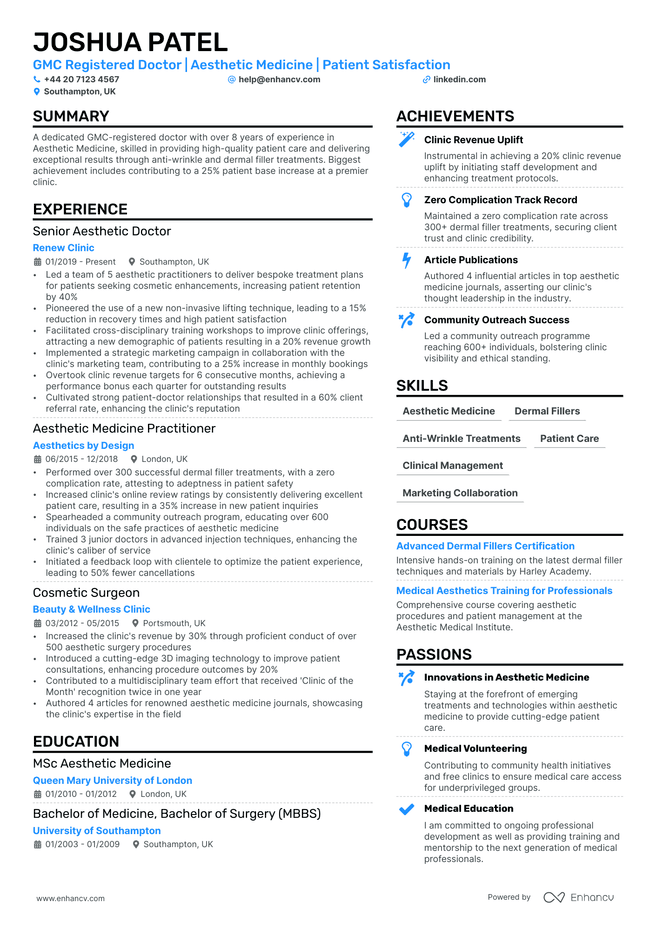 Doctor CV example