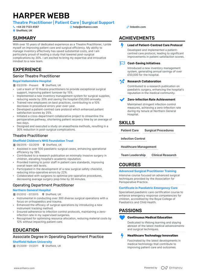 Theatre CV example