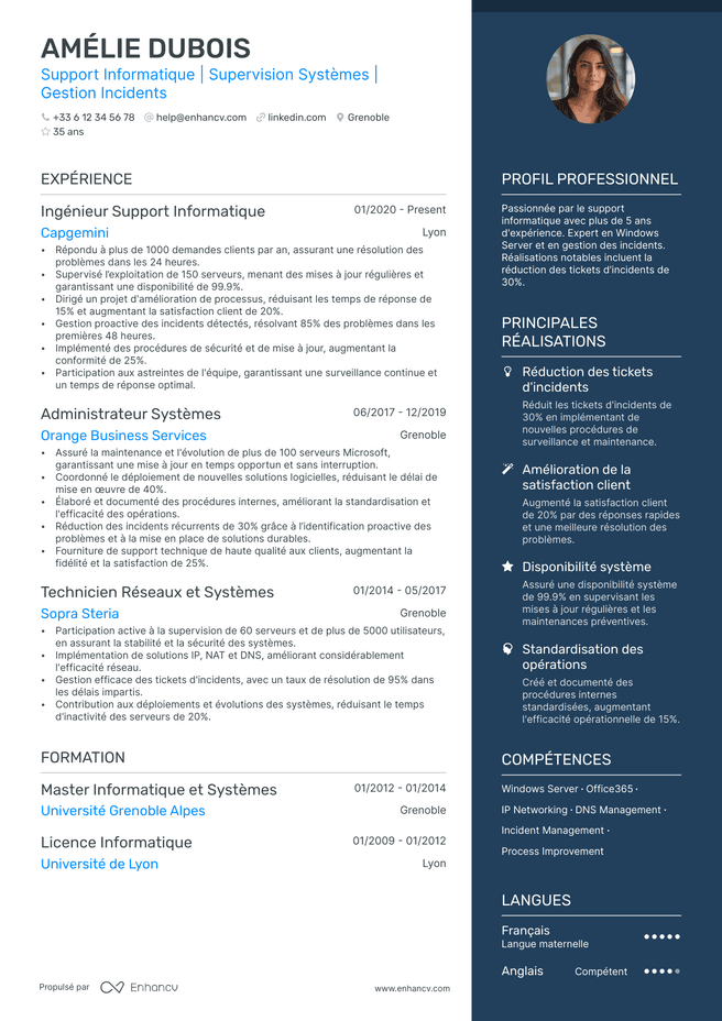 exemple de CV pour Informatique