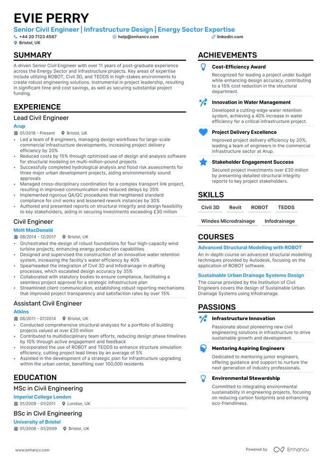 Civil Engineer CV example