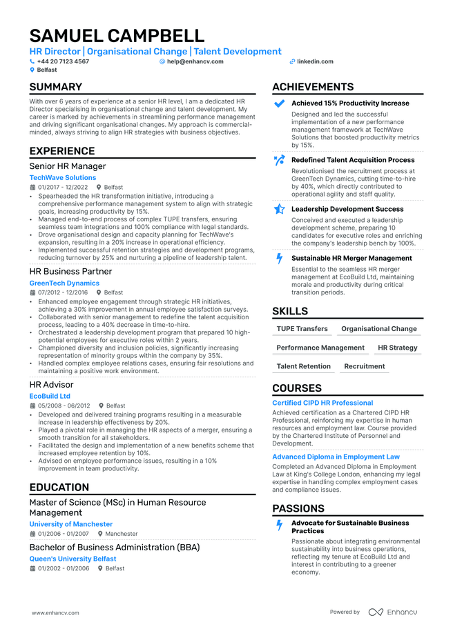 HR Director CV example
