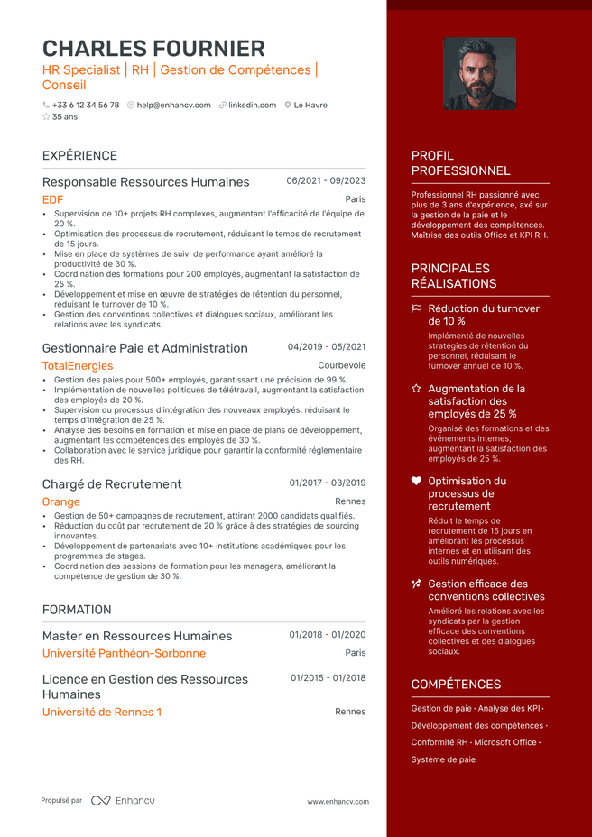 exemple de CV pour RH