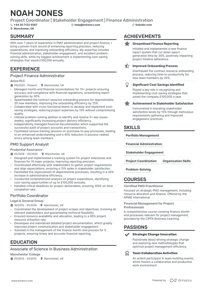Office Administrator CV example