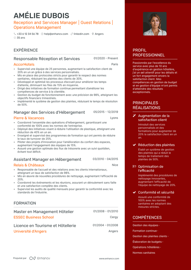 exemple de CV pour Manager